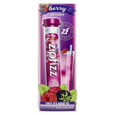 Zipfizz - Drink Mix | Berry | 20 Tubes | 0.39 oz (11 g) Each