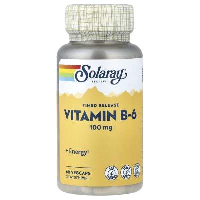 Solaray - Timed Release | Vitamin B-6 | 100 mg | 60 VegCaps