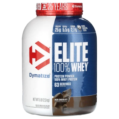 Dymatize - Elite 100% Whey Protein Powder | Rich Chocolate | 5 lbs (2.3 kg)