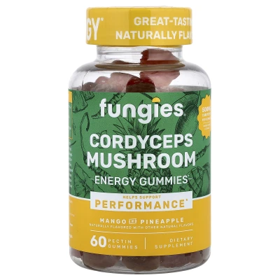 Fungies - Cordyceps Mushroom Energy Gummies | Mango and Pineapple | 60 Pectin Gummies