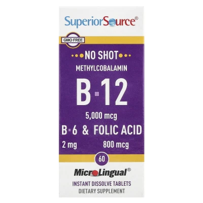 Superior Source - Methylcobalamin B-12 | B-6 & Folic Acid | 60 MicroLingual® Instant Dissolve Tablets
