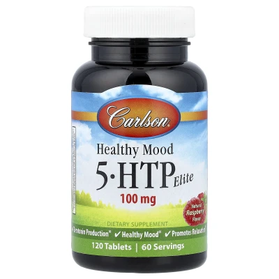 Carlson - Healthy Mood | 5-HTP Elite | Natural Raspberry | 100 mg | 120 Tablets (50 mg per Tablet)