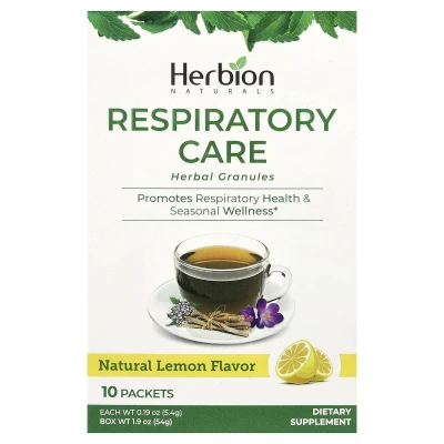 Herbion Naturals - Respiratory Care | Herbal Granules | Natural Lemon | 10 Packets | 0.19 oz (5.4 g) Each