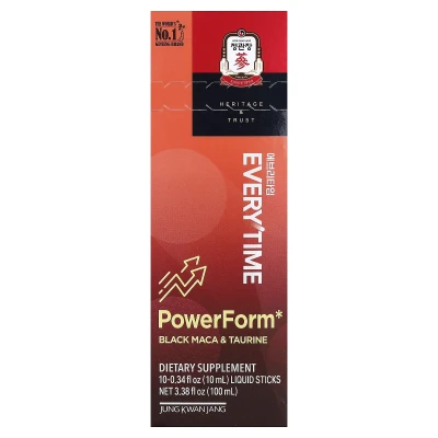 JungKwanJang - Everytime PowerForm | Black Maca & Taurine | 10 Liquid Sticks | 0.34 fl oz (10 ml) Each