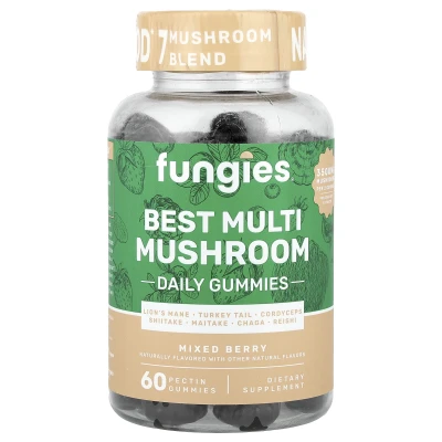Fungies - Best Multi Mushroom Daily Gummies | Mixed Berry | 60 Pectin Gummies