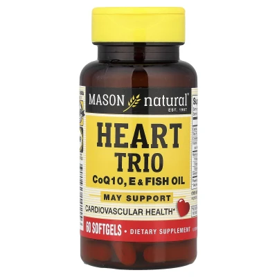 Mason Natural - Heart Trio | CoQ10 | E & Fish Oil | 60 Softgels