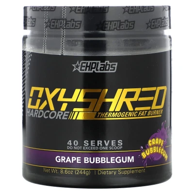 EHPlabs - OxyShred Hardcore | Thermogenic Fat Burner | Grape Bubblegum | 8.6 oz (244 g)