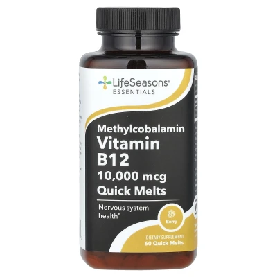 LifeSeasons - Essentials | Methylcobalamin Vitamin B12 | Berry | 10 | 000 mcg | 60 Quick Melts