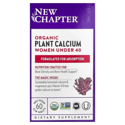 New Chapter - Organic Plant Calcium | Women Under 40 | 60 Vegan Slim Tablets
