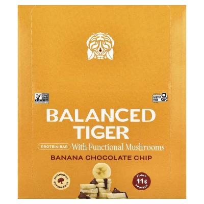 Balanced Tiger - Protein Bar | Banana Chocolate Chip | 12 Bars | 1.55 oz (44 g) Each