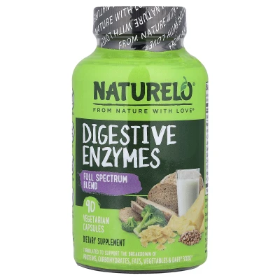 NATURELO - Digestive Enzymes | Full Spectrum Blend | 90 Vegetarian Capsules