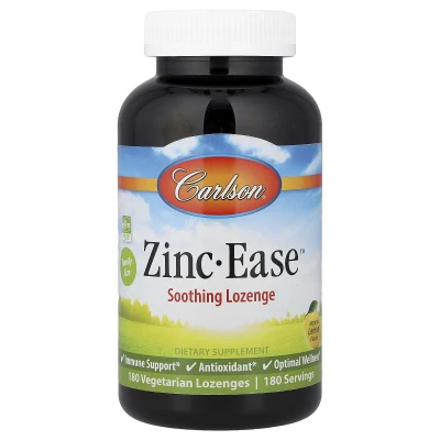 Carlson - Zinc-Ease Soothing Lozenge | Natural Lemon | 180 Vegetarian Lozenges (10 mg per Lozenge)