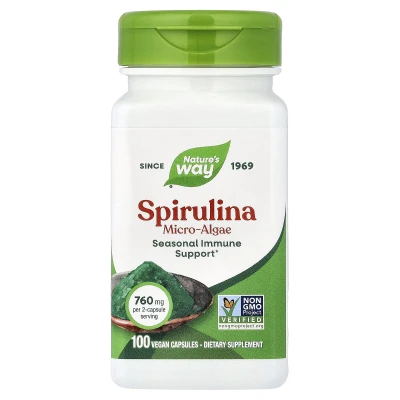 Nature's Way - Spirulina Micro-Algae | 100 Vegan Capsules (380 mg per Capsule)
