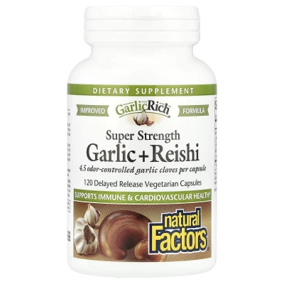 Natural Factors - GarlicRich® | Super Strength Garlic + Reishi | 120 Delayed Release Vegetarian Capsules