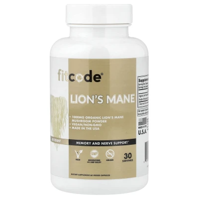fitcode - Lion's Mane | 60 Veggie Capsules (500 mg per Capsule)