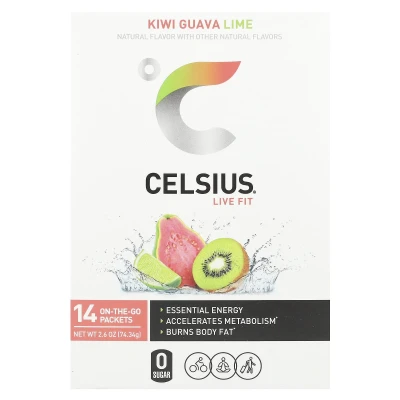 Celsius - Live Fit | Kiwi Guava Lime | 14 On-The-Go Packets | 0.19 oz (5.31 g) Each