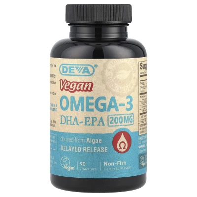Deva - Vegan Omega-3 DHA-EPA | Delayed Release | 200 mg | 90 Vegan Caps