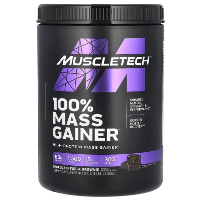 MuscleTech - 100% Mass Gainer™ | Chocolate Fudge Brownie | 5.15 lbs (2.33 kg)