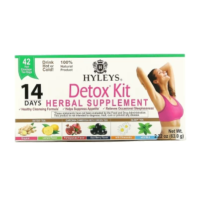 Hyleys Tea - 14 Days Detox Kit | Assorted | 42 Foil Envelope Tea Bags | 2.22 oz (63 g)