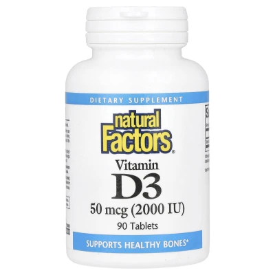 Natural Factors - Vitamin D3 | 50 mcg (2 | 000 IU) | 90 Tablets