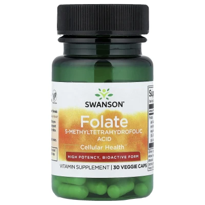 Swanson - Folate | High Potency | 30 Veggie Caps (800 mcg per Capsule)
