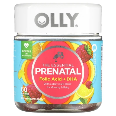 OLLY - The Essential | Prenatal | Folic Acid + DHA | Sweet Citrus | 60 Gummies