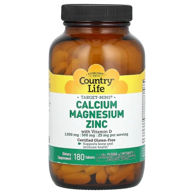 Country Life - Target-Mins | Calcium Magnesium Zinc with Vitamin D | 180 Tablets