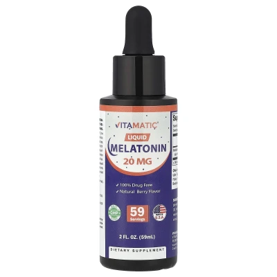 Vitamatic - Liquid Melatonin | Natural Berry | 20 mg | 2 fl oz (59 ml)