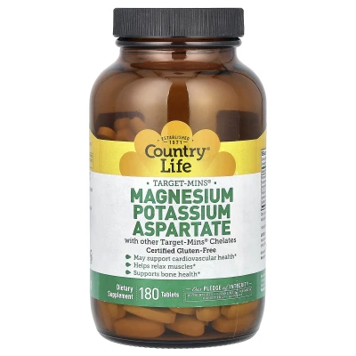 Country Life - Target-Mins | Magnesium Potassium Aspartate | 180 Tablets