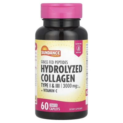 Sundance Vitamins - Hydrolyzed Collagen Type I & III + Vitamin C | 60 Coated Tablets