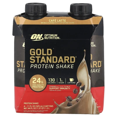 Optimum Nutrition - Gold Standard® Protein Shake | Café Latte | 4 Cartons | 11 fl oz (325 ml) Each