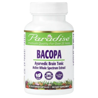Paradise Herbs - Bacopa | 60 Vegetarian Capsules (250 mg per Capsule)