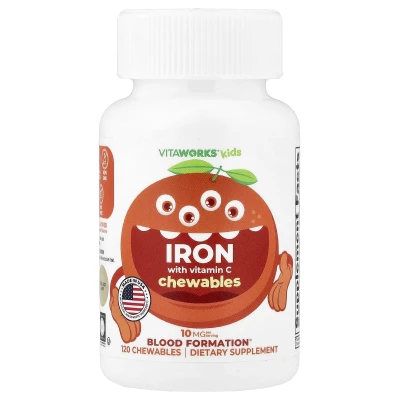 VitaWorks - Kids | Iron With Vitamin C | Orange | 120 Chewables