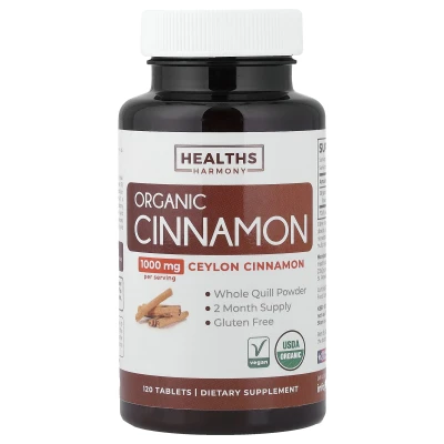 Healths Harmony - Organic Ceylon Cinnamon | 120 Tablets (500 mg per Tablet)