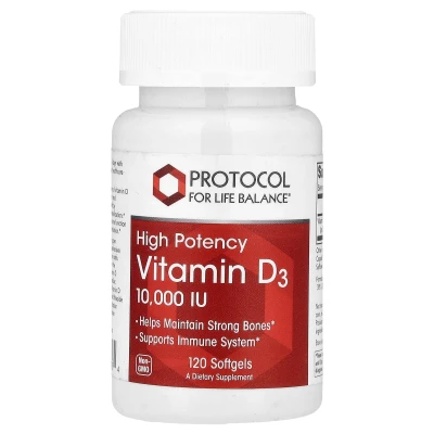 Protocol for Life Balance - Vitamin D3 | High Potency | 250 mcg (10 | 000 IU) | 120 Capsules