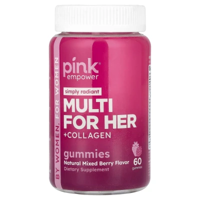 Pink - Multi For Her + Collagen Gummies | Natural Mixed Berry | 60 Gummies