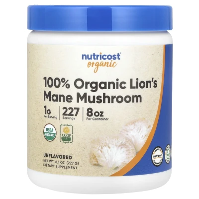 Nutricost - 100% Organic Lion's Mane Mushroom | Unflavoured | 8.1 oz (227 g)
