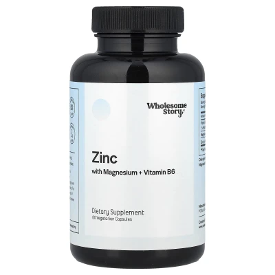 Wholesome Story - Zinc With Magnesium + Vitamin B6 | 60 Vegetarian Capsules