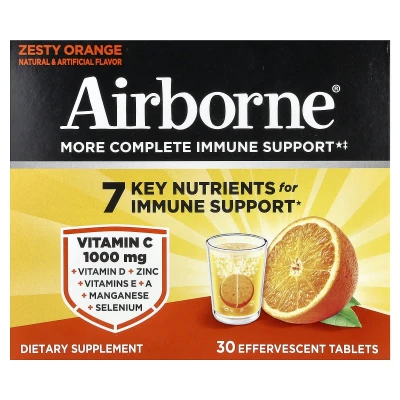 AirBorne - More Complete Immune Support Supplement | Zesty Orange | 3 Tubes | 10 Effervescent Tablets Each