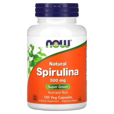 NOW Foods - Natural Spirulina | 500 mg | 120 Veg Capsules