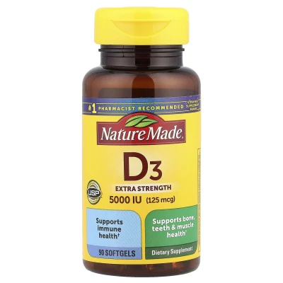 Nature Made - D3 | 125 mcg (5 | 000 IU) | 90 Softgels