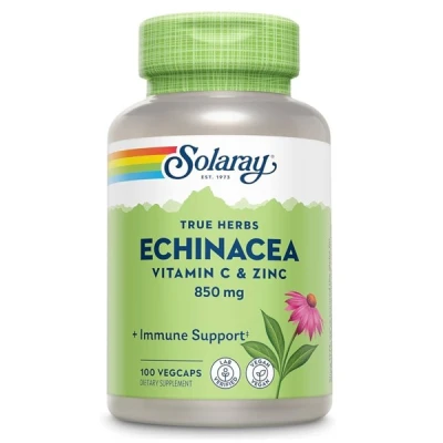 Solaray - True Herbs | Echinacea | Vitamin C & Zinc | 100 VegCaps