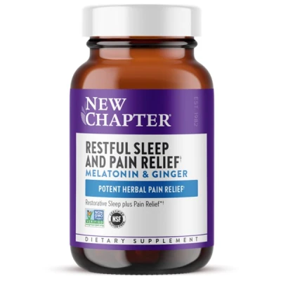New Chapter - Restful Sleep and Pain Relief | Melatonin & Ginger | 30 Vegetarian Capsules