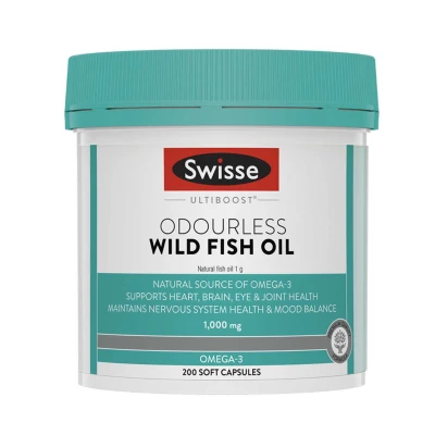 Swisse Ultiboost Odourless Wild Fish Oil 1000mg 200 Soft Capsules