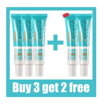3pcs Pwyuman Salicylic Acid Acne Removal Cream Anti-Acne Repair Redness Pimple Spots Deep Cleaning Pore Oil Control Moisturizing Skin Care