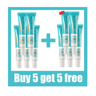 5pcs Pwyuman Salicylic Acid Acne Removal Cream Anti-Acne Repair Redness Pimple Spots Deep Cleaning Pore Oil Control Moisturizing Skin Care