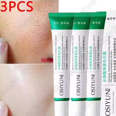 3pcs Salicylic Acid Pore Clearing Cream Shrink Pores Remove Blackheads Acne Brighten Moisturizing Smooth Skin Care