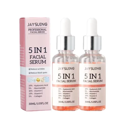 2pcs 30ml 5 In 1 Face Serum Moisturizing Vitamin C Hyaluronic Acid Facial Serum Shrink Pores Skin Care