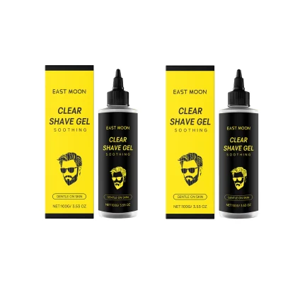 2pcs Men's Shaving Gel 100ml Transparent Shave Aid With Licorice Extract and Vitamin E For Soothing Skin & Precise Lines Non