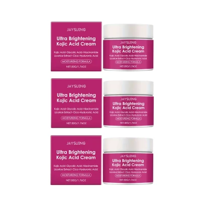 3pcs Kojic Acid Face Cream Brightening Moisturizer With Hyaluronic Acid Licorice Extract For Glowing Skin Hydration Brighten Skin